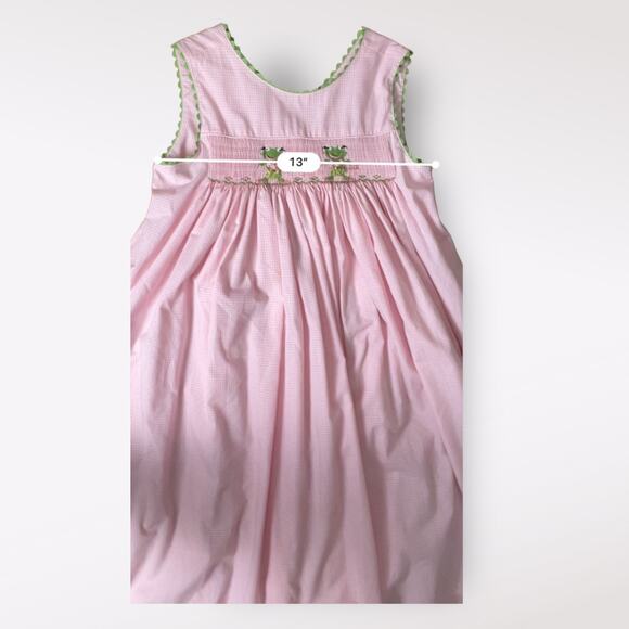 Amanda Remembered Pink Gingham Smocked‎ Hula Frogs Wrap Dress Size 6 - Picture 5 of 6